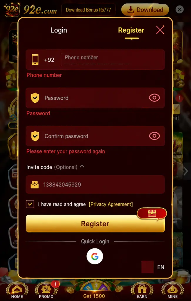 92E Game Download New Real Earning Platform for Android screenshot
